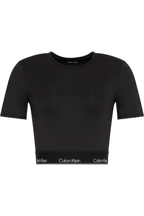 تیشرت مشکی زنانه کراپ Calvin Klein - کد 902177513