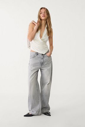 بلوز نباتی زنانه ساده Stradivarius - کد 902063265