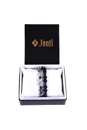 دستبند جواهر سفید مردانه سنگ طبیعی Janti - کد 32994374