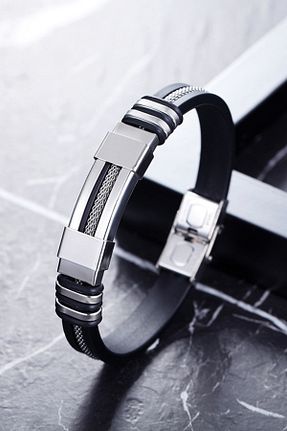 دستبند استیل (فولاد) مشکی مردانه استیل (فولاد) Chavin - کد 31109420