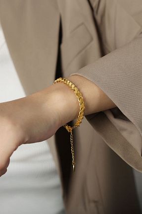 دستبند استیل (فولاد) طلائی زنانه استیل ضد زنگ Chavin - کد 852419465