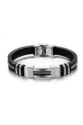 دستبند استیل (فولاد) مشکی مردانه استیل (فولاد) Chavin - کد 31109420