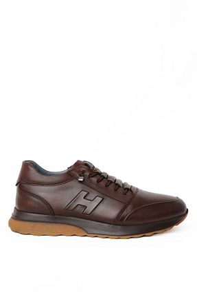 کفش اسنیکر قهوه ای مردانه چرم اصل Greyybull Shoes - کد 897915530