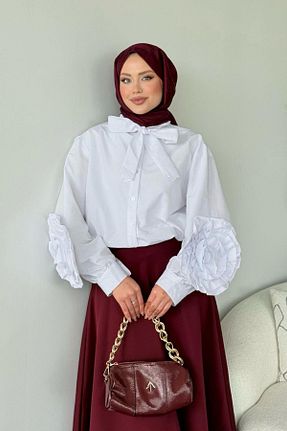 پیراهن حجاب سفید زنانه 3/4 Boy HAZA MODA - کد 901096243