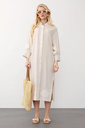 لباس حجاب بژ زنانه رگولار Olcay - کد 901152033