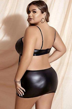 لباس سایز بزرگ مشکی زنانه چرم RUKOD - کد 837720289