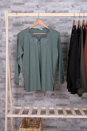 بلوز حجاب سبز زنانه ویسکون MUSTÜN - کد 901159794