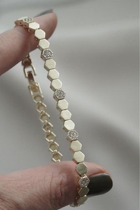 دستبند استیل (فولاد) طلائی استیل (فولاد) AŞIK ACCESSORIES - کد 901163777