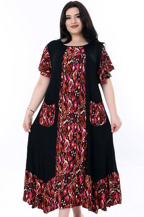 لباس سایز بزرگ مشکی زنانه مخلوط ویسکون Kheos - کد 832481147