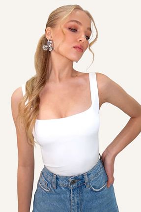 بلوز سفید زنانه ساده Trend Alaçatı Stili - کد 894027609
