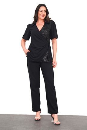 لباس مجلسی سایز بزرگ مشکی زنانه دو سینه Şirin Butik - کد 900089935