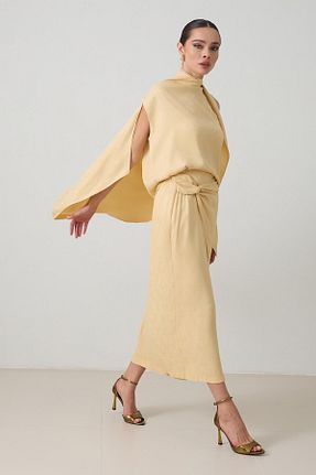 دامن بژ زنانه طرح دار Setre - کد 895610583