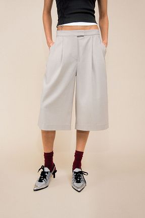 شلوارک و برمودا طوسی زنانه Relaxed Bershka - کد 900085069