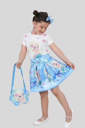 ست بالاتنه و پائین تنه آبی بچه گانه بافتنی Turuncu Gardrop - کد 787553346