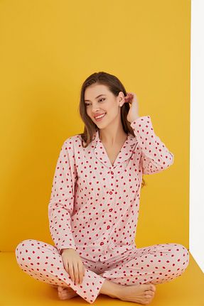 ست لباس راحتی صورتی زنانه پنبه ای Strawberry - کد 900118484