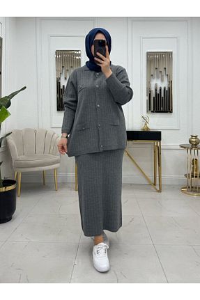 ست بالاتنه و پائین تنه حجاب طوسی زنانه Relaxed NİSUM MODA - کد 892240550