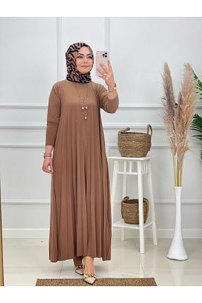 لباس حجاب قهوه ای زنانه Relaxed NİSUM MODA - کد 890742045