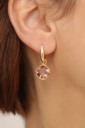 گوشواره جواهر طلائی سنگ طبیعی Feyz Tasarım - کد 833248546