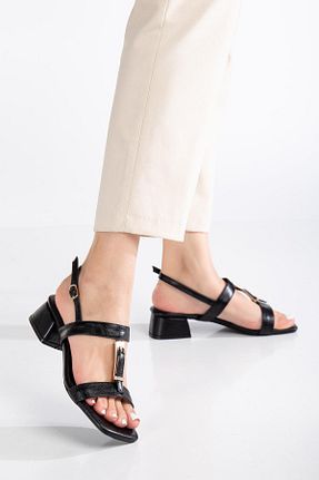 صندل مشکی زنانه پاشنه ضخیم SUİNS SHOES - کد 900154292