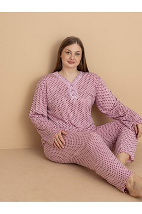 ست لباس راحتی سایز بزرگ صورتی زنانه چاپی Temporium - کد 900176277