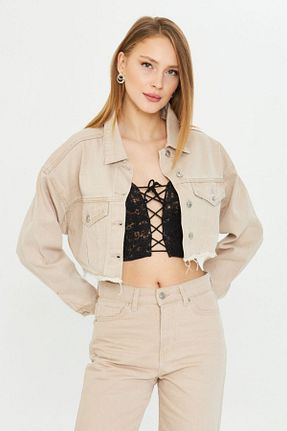 شلوار جین بژ زنانه پاچه ساده Aida Fashion - کد 900192419