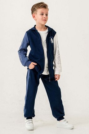 ست بالاتنه و پائین تنه سرمه ای بچه گانه بافتنی Gold Class Kidswear - کد 901345251