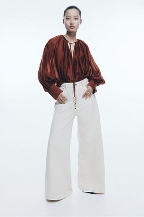 بلوز قرمز زنانه ساده H&M - کد 900236826