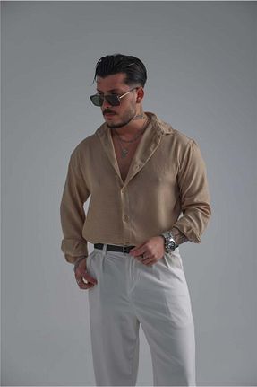پیراهن قهوه ای مردانه Asimetrik OUTFİT MAN - کد 900411087