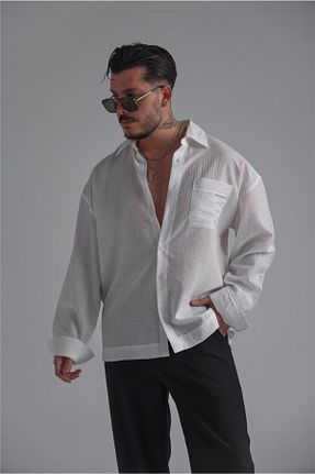 پیراهن سفید مردانه Asimetrik OUTFİT MAN - کد 900272788