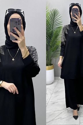 ست بالاتنه و پائین تنه حجاب مشکی زنانه سایز بزرگ Mercan - کد 897519121