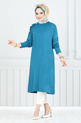 تونیک حجاب آبی زنانه پنبه پلی استر ModaMerve - کد 900281316