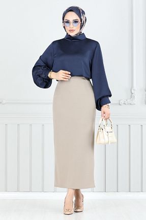 دامن حجاب قهوه ای بچه گانه Kalem ModaMerve - کد 900281319