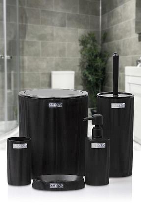 ست حمام مشکی پلاستیک Okyanus Home - کد 650592482