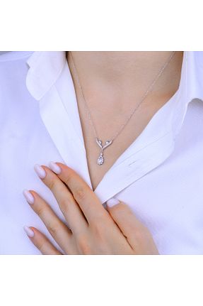 گردنبند نقره طوسی زنانه 925 عیار TAYFUNSİLVER - کد 900413024