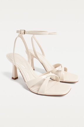صندل سفید زنانه پاشنه نازک Stradivarius - کد 900410035