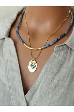 ست جواهر آبی زنانه روکش طلا LEMAS GOLD - کد 900288996