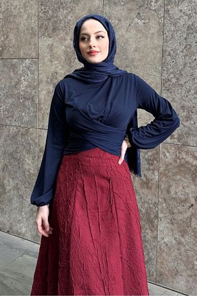 پیراهن حجاب سرمه ای زنانه رگولار Ovn. - کد 900298175