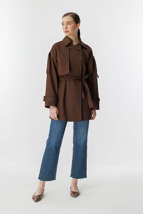 ترنچکت حجاب قهوه ای پلی استر Hooopstore - کد 900487984