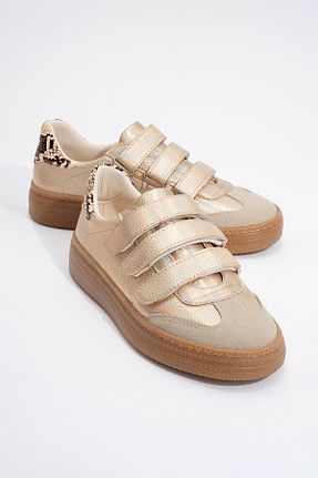 کفش اسنیکر طلائی زنانه چرم مصنوعی luvishoes - کد 900305463