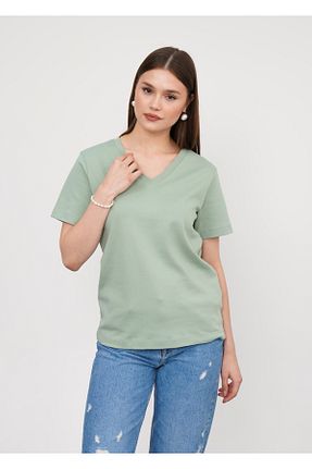 تیشرت سبز زنانه رگولار Ay Moda Collection - کد 900308606