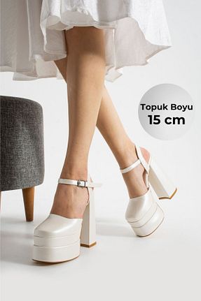 کفش مجلسی بژ زنانه پاشنه پلتفرم Karınca - کد 900308214