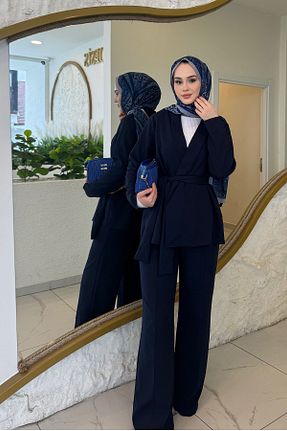 ست بالاتنه و پائین تنه حجاب سرمه ای زنانه رگولار SİNDAL - کد 900326546
