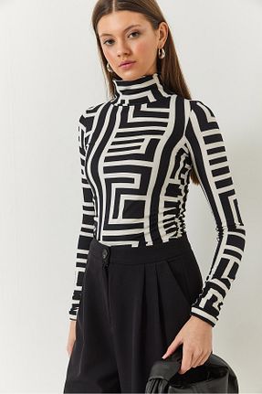 بلوز مشکی زنانه طرح دار Bianco Lucci - کد 900340398