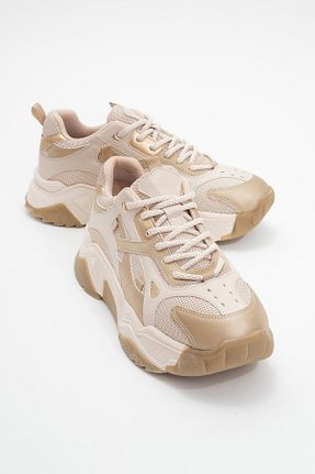 کفش اسنیکر بژ زنانه بند دار luvishoes - کد 900327044