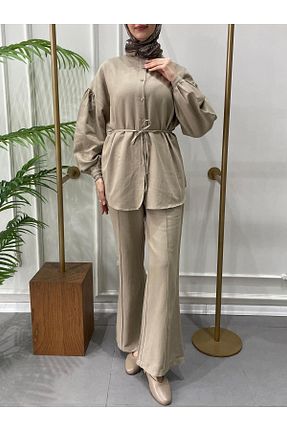 ست بالاتنه و پائین تنه بژ زنانه بافت MODA HASEN - کد 900360495