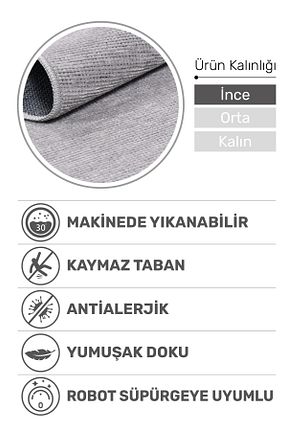 گلیم طوسی پنبه ای dekozer - کد 885696330