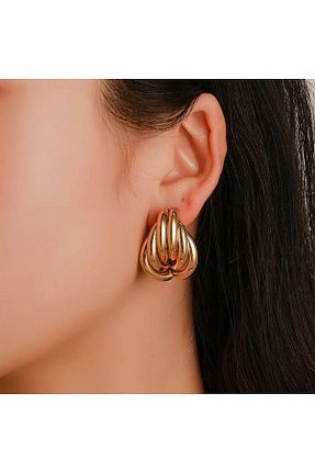 گوشواره استیل (فولاد) طلائی زنانه استیل (فولاد) VenüsDesign - کد 753820081