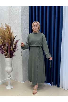 ست بالاتنه و پائین تنه حجاب خاکی زنانه اورسایز Ebrar Store - کد 897196116