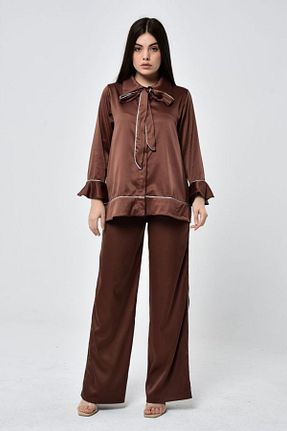 ست بالاتنه و پائین تنه قهوه ای زنانه بافتنی KUBOS MODA - کد 900922564