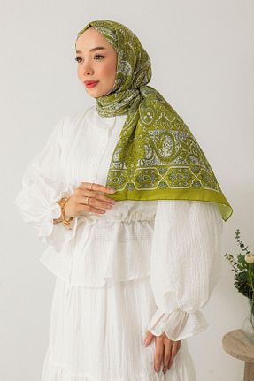 شال سبز زنانه پنبه ای white stars - کد 900380757